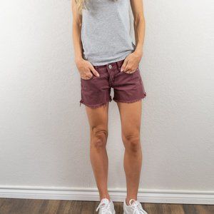 American Eagle Frayed Maroon Jean Shorts